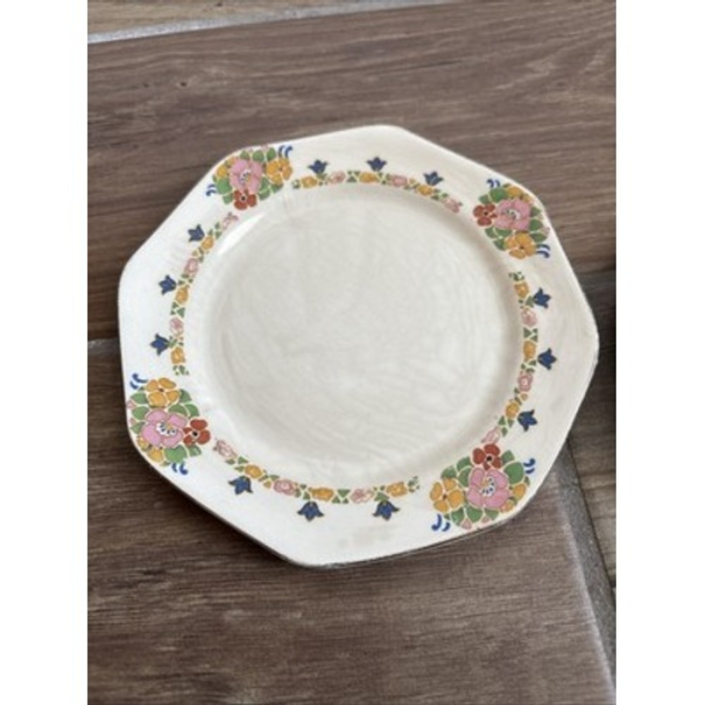 Art Deco Style Dinnerware Dessert Plates 3Set by John Maddock Sons Pastel c1930s